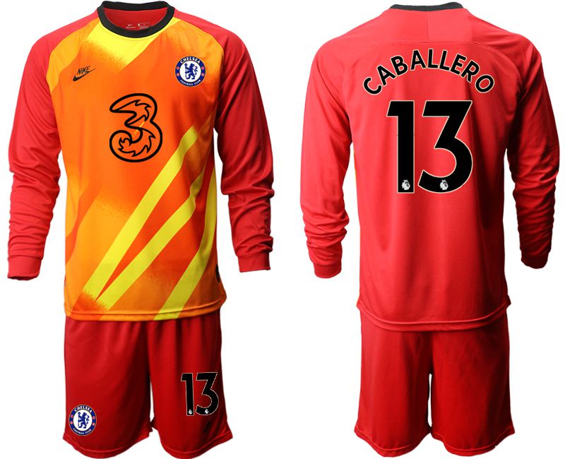 Men 2020-2021 club Chelsea red goalkeeper long sleeve #13 Soccer Jerseys